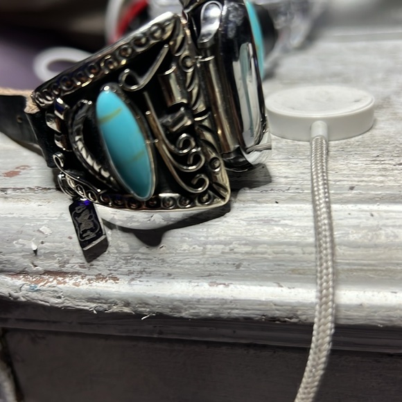 APPLE WATCHBAND SS/Turquoise Native American - Picture 9 of 9